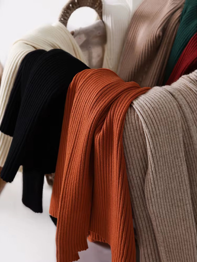 2025 Autumn Winter Turtleneck Sweater Women Fashion Chic Tops Women Knitted Pullovers Long Sleeve Jumper Pull Femme Clothing