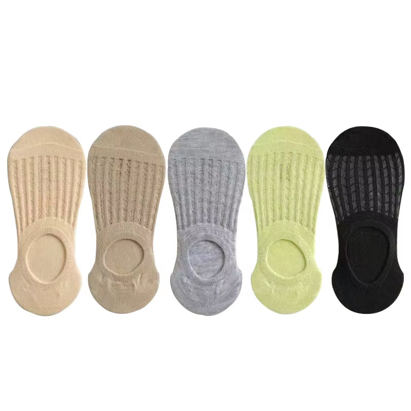 Socks Women'S Summer Invisible Short No Show Fashion Lace Breathable Silicone Non-Slip Cotton Boat Socks