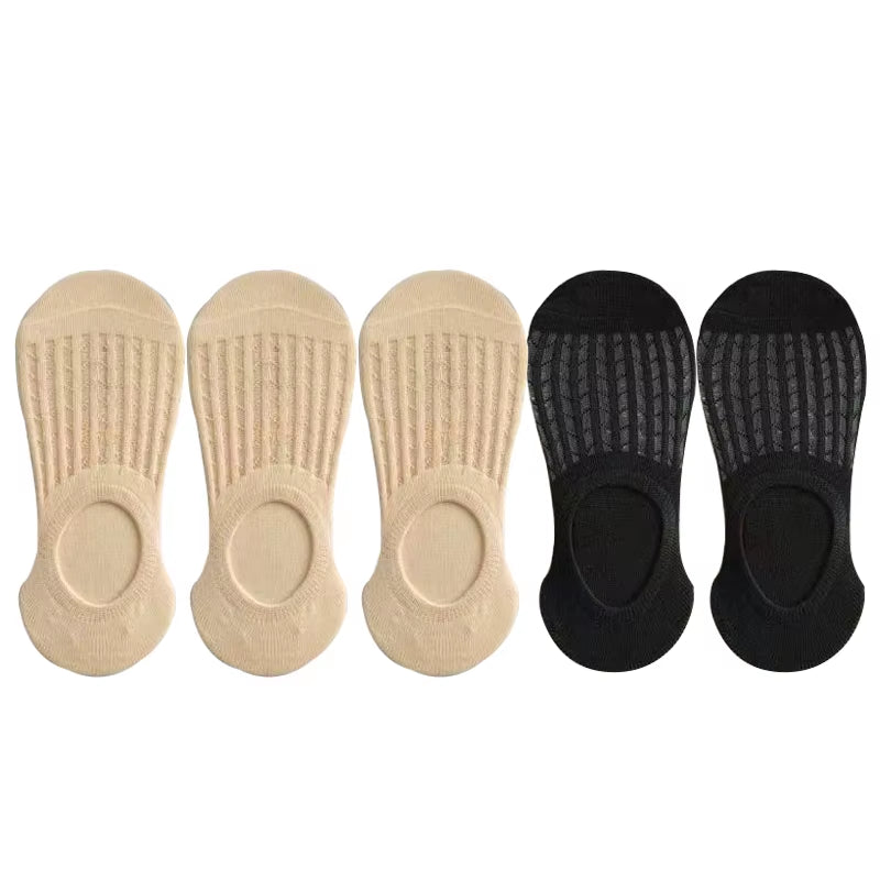 Socks Women'S Summer Invisible Short No Show Fashion Lace Breathable Silicone Non-Slip Cotton Boat Socks