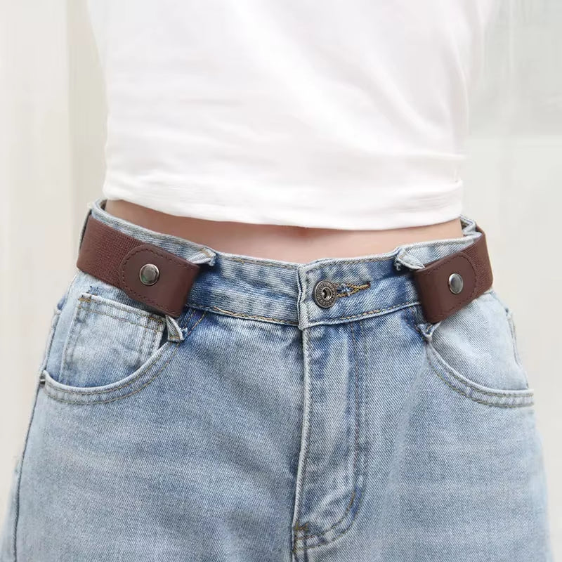 Simple and Fashionable Women'S Belt Elastic Lazy Men'S Belt Woven Invisible and Seamless Unisex Jeans Belt Length Adjustable