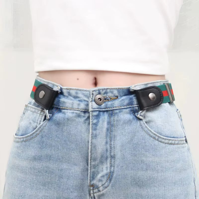 Simple and Fashionable Women'S Belt Elastic Lazy Men'S Belt Woven Invisible and Seamless Unisex Jeans Belt Length Adjustable