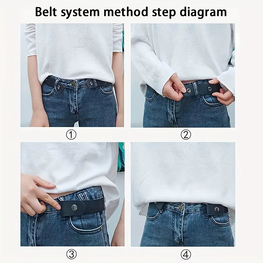 Simple and Fashionable Women'S Belt Elastic Lazy Men'S Belt Woven Invisible and Seamless Unisex Jeans Belt Length Adjustable