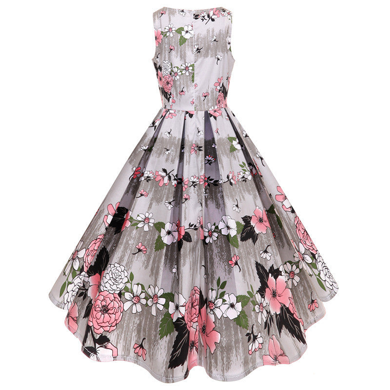 Vintage Print Sleeveless Dress