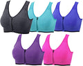 Women's Zip Front Sports Bra Zipper Front Wirefree Removable Pads Yoga Bra Racerback Workout Bras