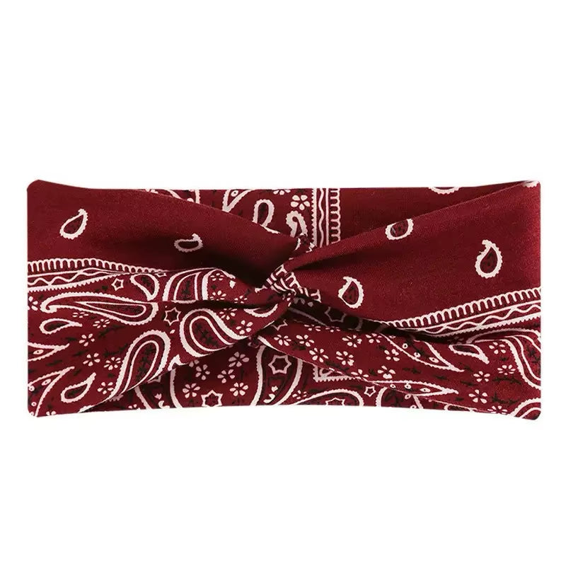 Bohemian Print Wide Headband - Water Absorbent, Cross Straps, Suitable for Yoga, Running and Everyday Use