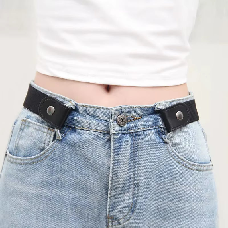 Simple and Fashionable Women'S Belt Elastic Lazy Men'S Belt Woven Invisible and Seamless Unisex Jeans Belt Length Adjustable