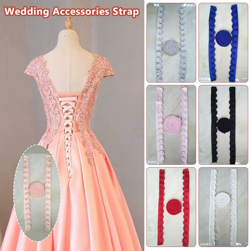 3 Pcs/ Set Bridal Wedding Gown Dress Lace up Zipper Replacement Bandage Accessories Bridal Banquet Evening Lace-Up Satin Ribbon
