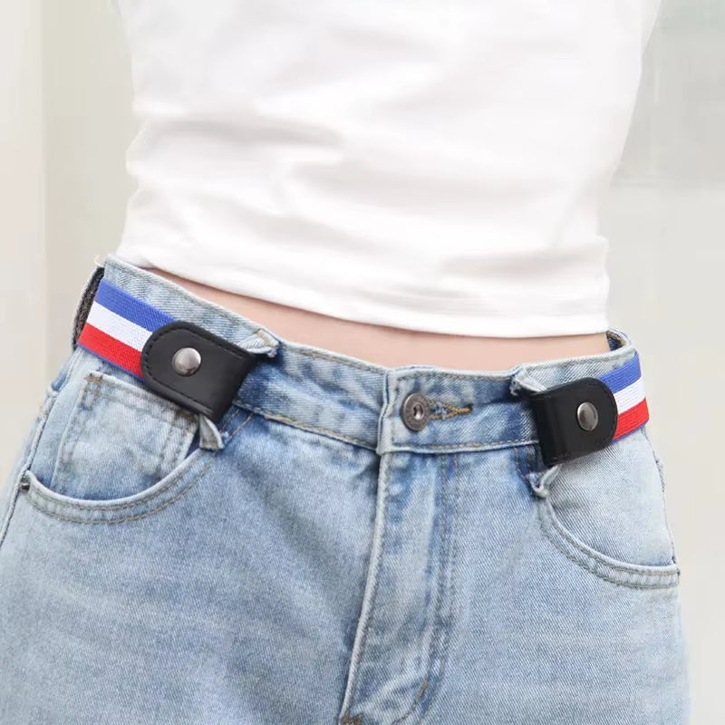 Simple and Fashionable Women'S Belt Elastic Lazy Men'S Belt Woven Invisible and Seamless Unisex Jeans Belt Length Adjustable