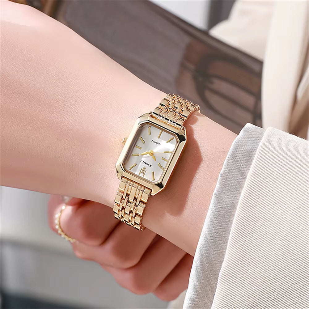 New Women Watch Light Luxury Brand Stainless Steel Ladies Business Watches Female Student Fashion Quartz Wristwatch