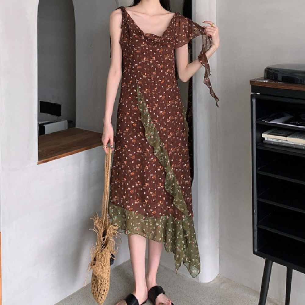 Fashion Vintage Ruffled Floral Dress