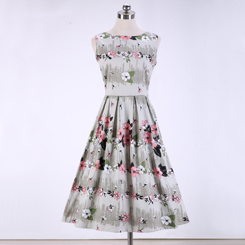 Vintage Print Sleeveless Dress