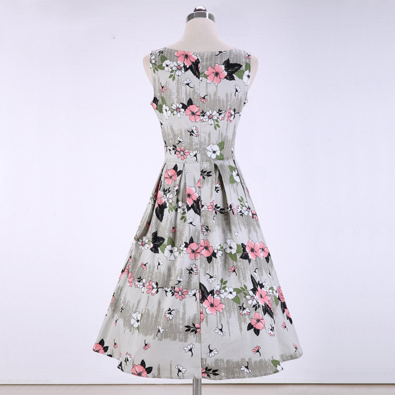Vintage Print Sleeveless Dress