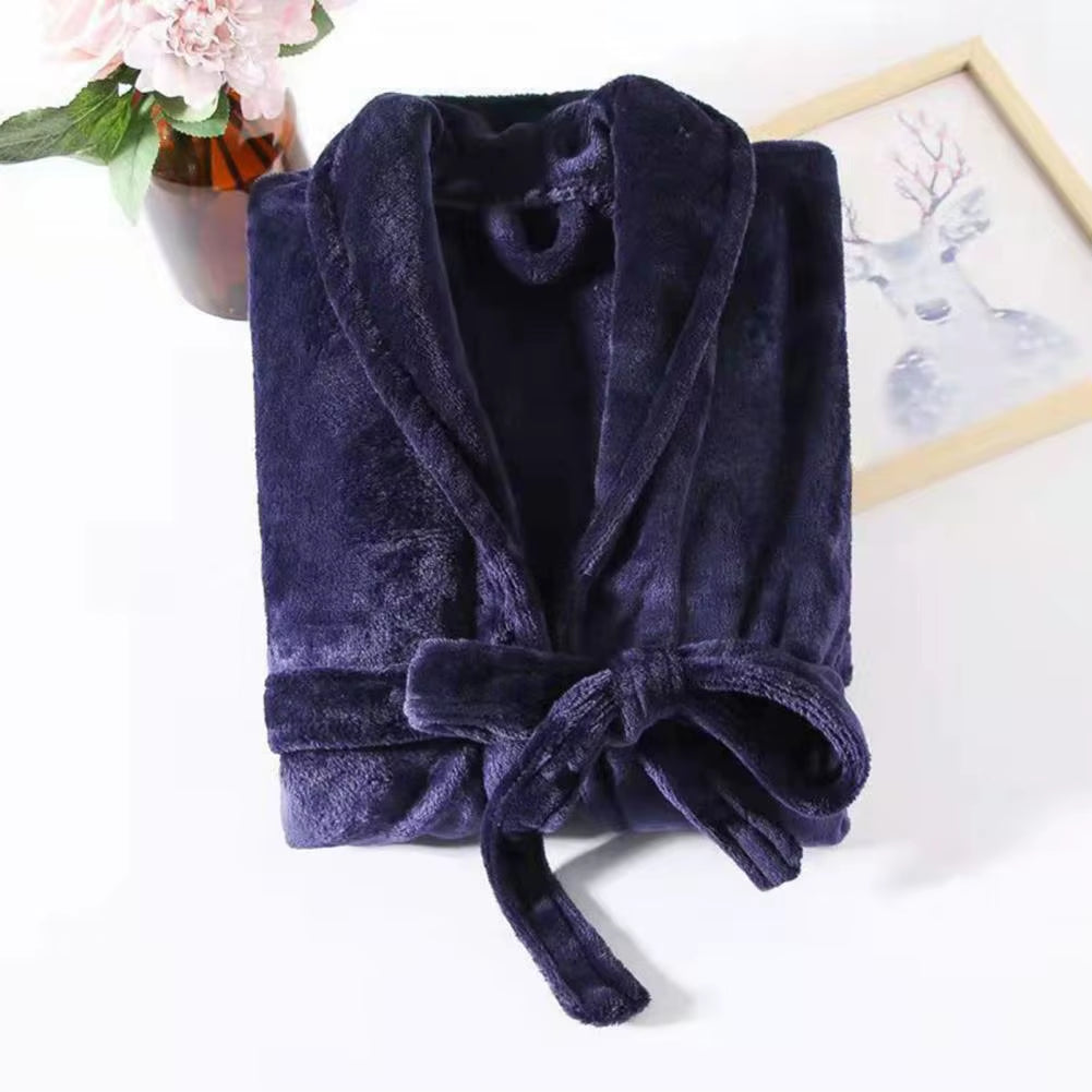 Coral Fleece Bathrobe Women Winter Warm Casual Flannel Robe Sleepwear Plush Shawl Bath Robe Lounge Nightgown Home Clothes