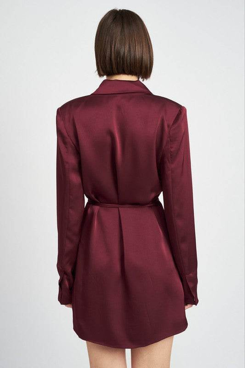 WRAPPED BLAZER MINI DRESS with DRAWSTRING