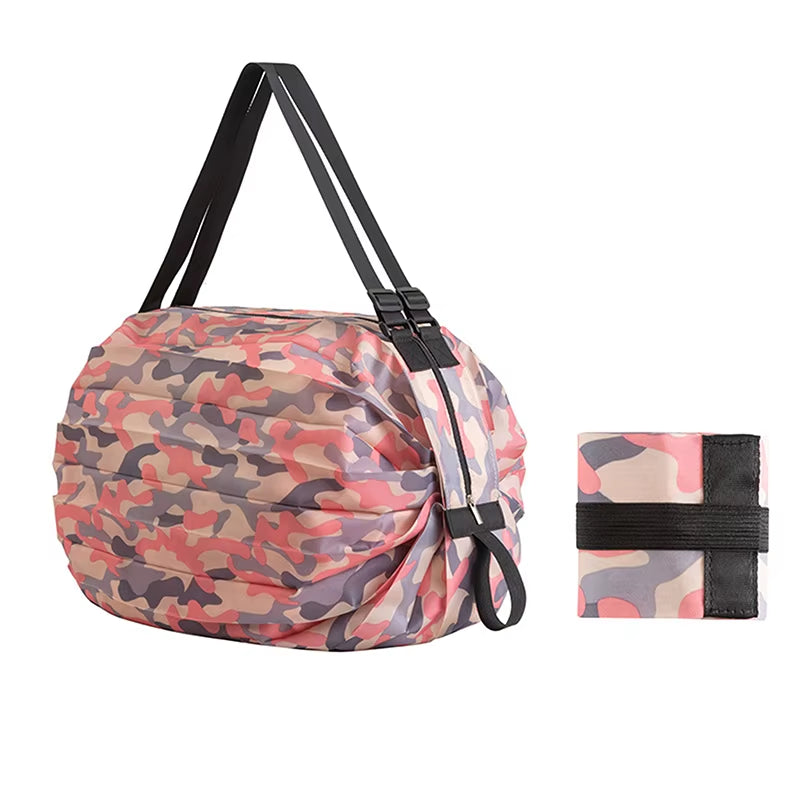 Foldable Storage Bag with Handle Portable Travel Camouflage Handbags Large Capacity Shopping Bag