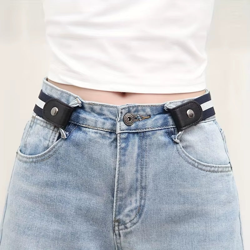 Simple and Fashionable Women'S Belt Elastic Lazy Men'S Belt Woven Invisible and Seamless Unisex Jeans Belt Length Adjustable